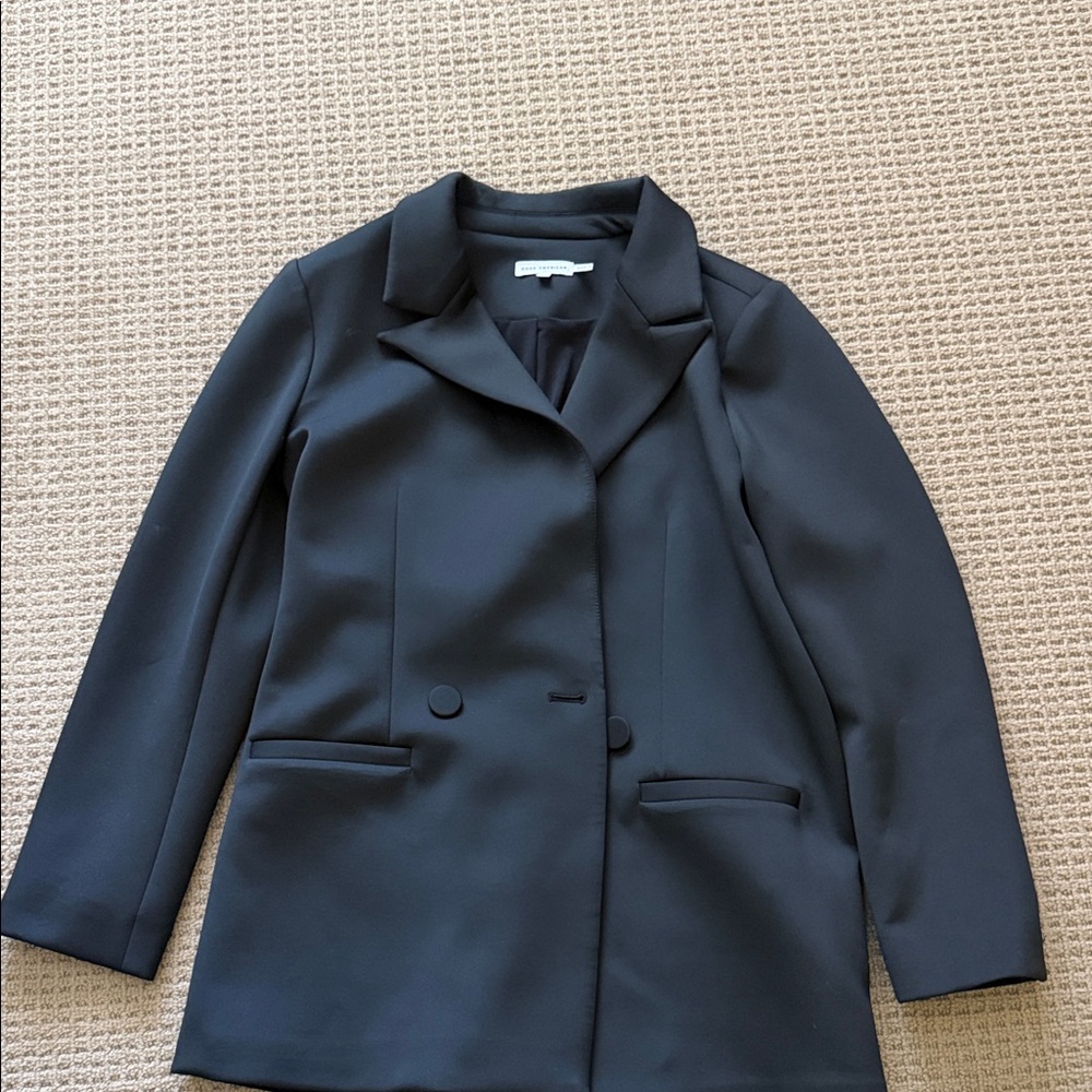 Good American Black Double-Breasted Notch Lapel Blazer
